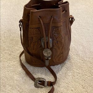 American West Brown Leather Bucket Bag